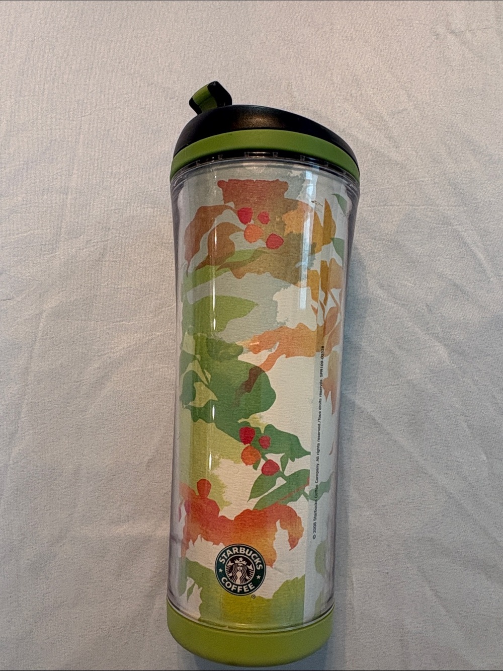 Starbucks Green and Orange Botanical Travel Tumbler